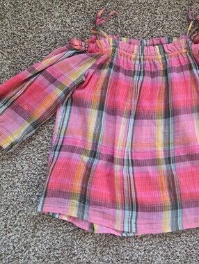 a.n.a Pink Plaid Lightweight Top
